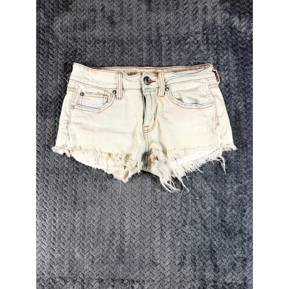 American Eagle Outfitters A Line Shorts Womens 4 Beige Cotton Stretch Raw Hem